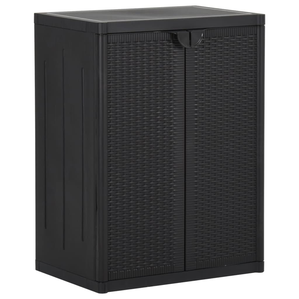 Opbevaringsskab til haven 65x45x88 cm PP-rattan sort
