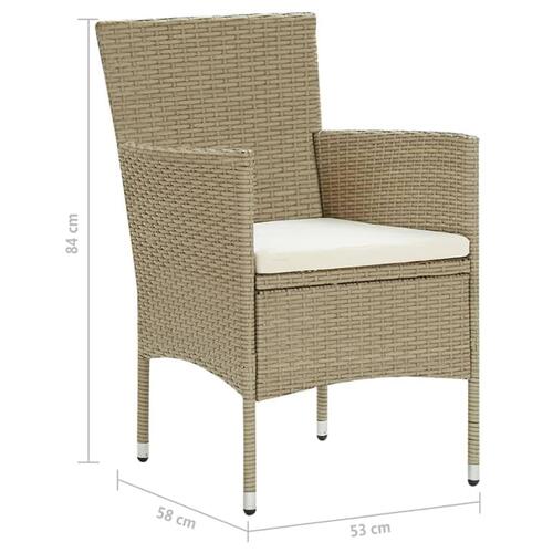 Spisebordssæt til haven med hynder 7 dele polyrattan beige