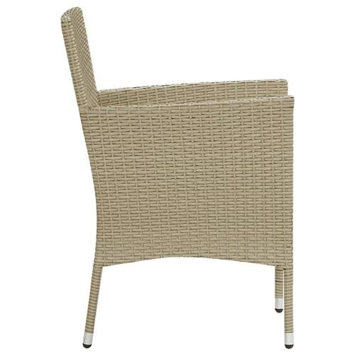Spisebordssæt til haven med hynder 7 dele polyrattan beige