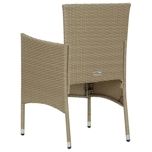 Spisebordssæt til haven med hynder 7 dele polyrattan beige