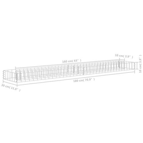 Gabion-højbed 180x30x10 cm galvaniseret stål