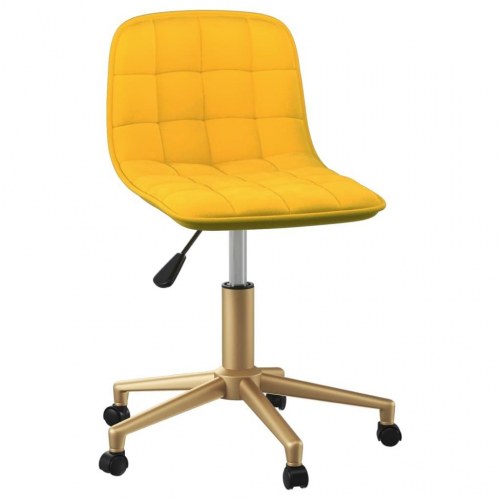 Drejelig kontorstol fløjl sennepsgul