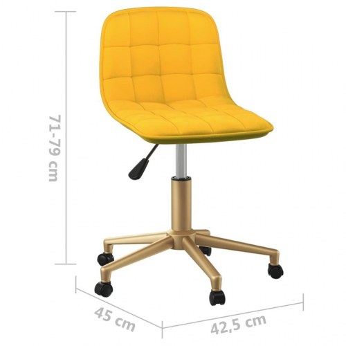Drejelig kontorstol fløjl sennepsgul