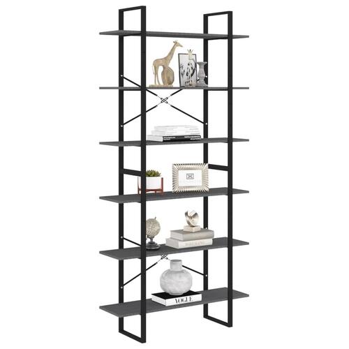 Reol 100x30x210 cm massivt fyrretræ grå