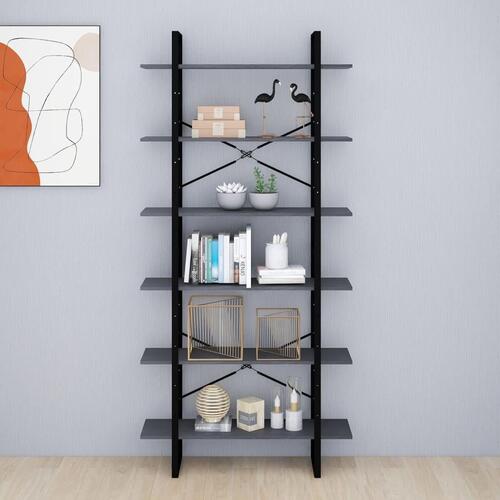 Reol 100x30x210 cm massivt fyrretræ grå