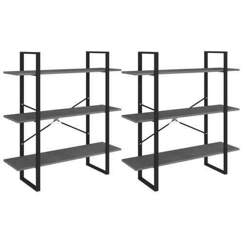 Reol 100x30x210 cm massivt fyrretræ grå