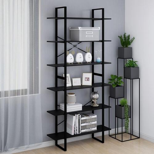 Reol 100x30x210 cm massivt fyrretræ sort
