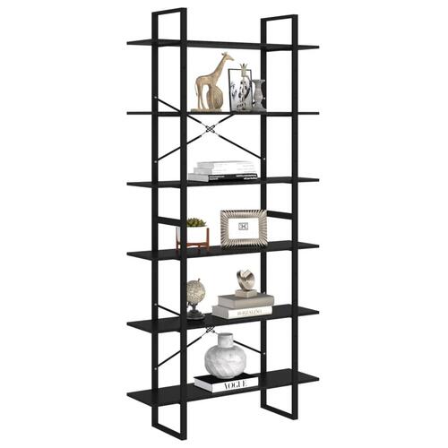 Reol 100x30x210 cm massivt fyrretræ sort