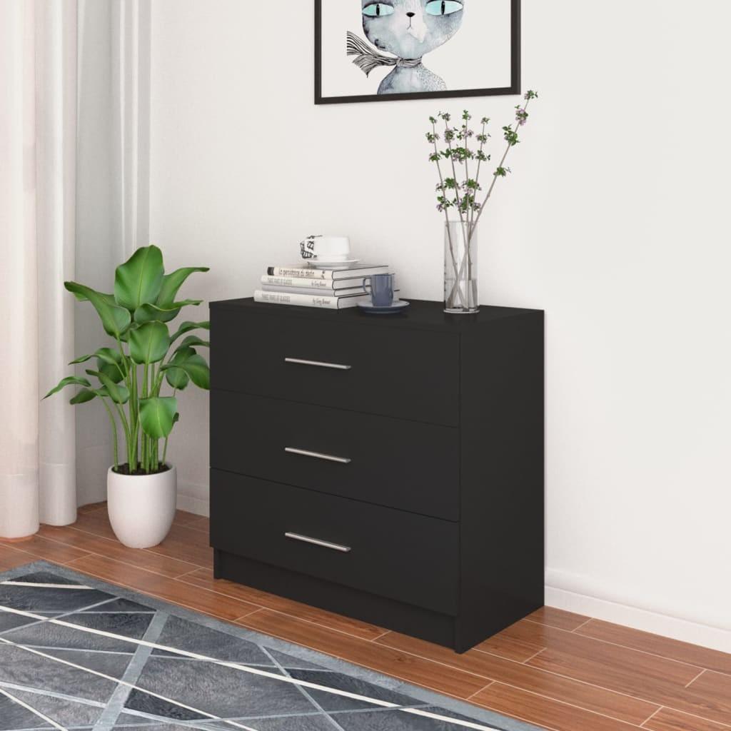 Kommode 71x35x68 cm konstrueret træ sort