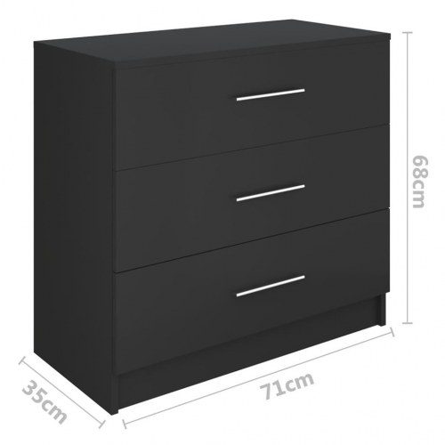 Kommode 71x35x68 cm konstrueret træ sort