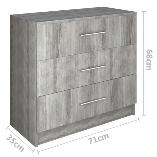 Kommode 71x35x68 cm konstrueret træ betongrå