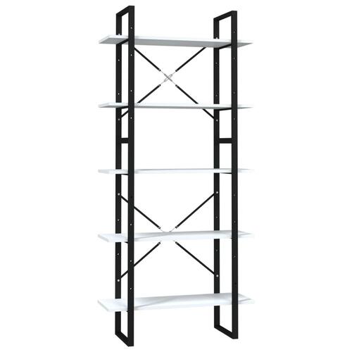 Bogreol med 5 hylder 80x30x175 cm konstrueret træ hvid