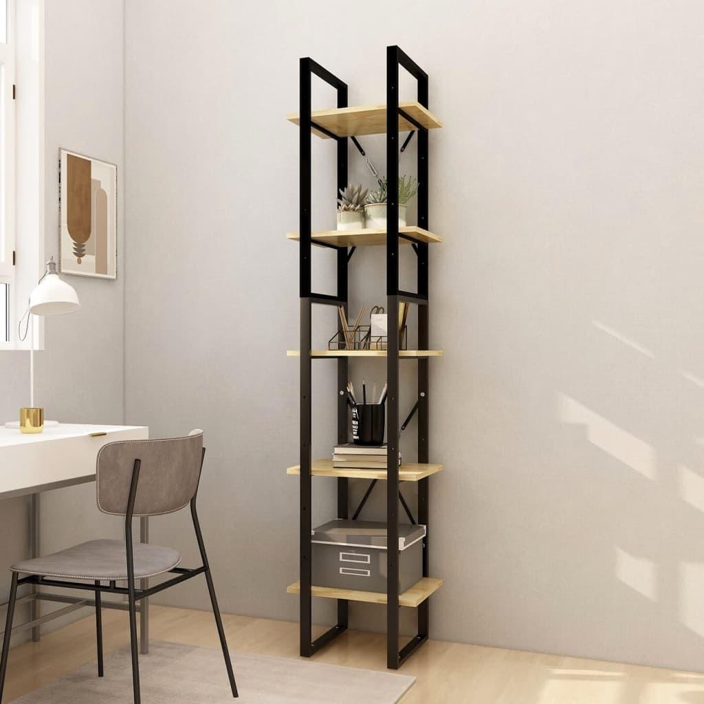 Bogreol 40x30x175 cm 5 hylder massivt fyrretræ