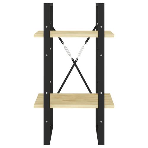 Bogreol 40x30x70 cm 2 hylder massivt fyrretræ