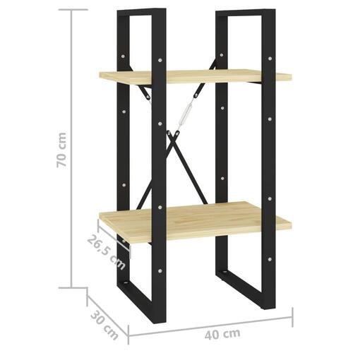 Bogreol 40x30x70 cm 2 hylder massivt fyrretræ