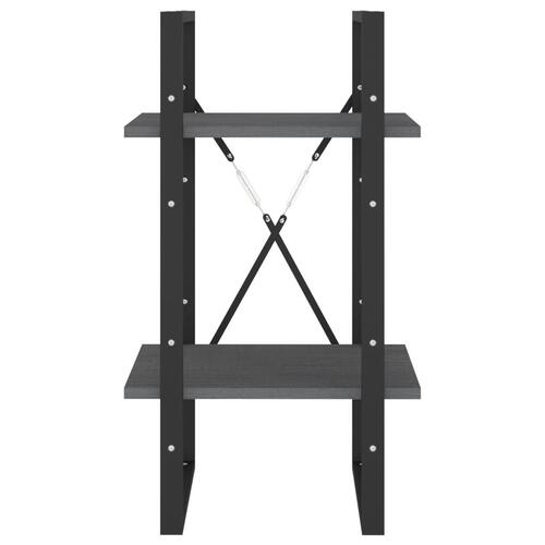 Bogreol 40x30x70 cm 2 hylder massivt fyrretræ grå
