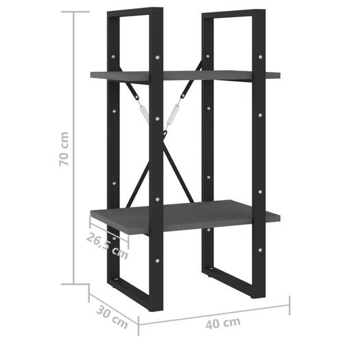 Bogreol 40x30x70 cm 2 hylder massivt fyrretræ grå
