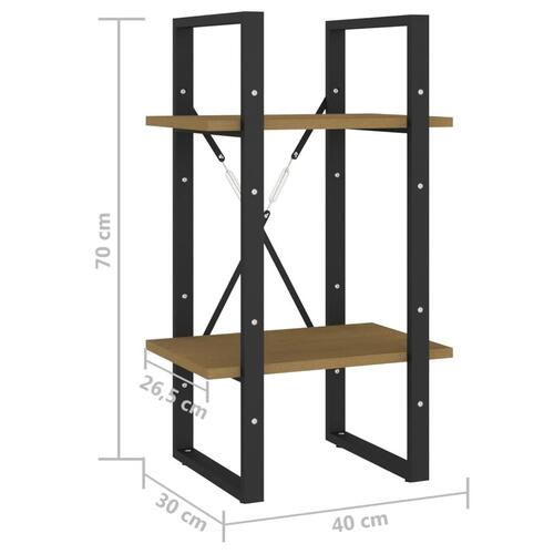Bogreol 40x30x70 cm 2 hylder massivt fyrretræ