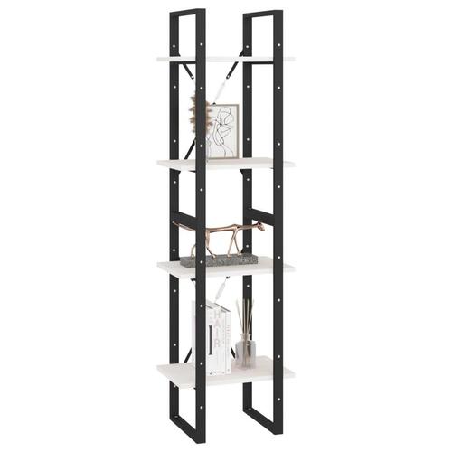 Bogreol 40x30x140 cm 4 hylder massivt fyrretræ hvid