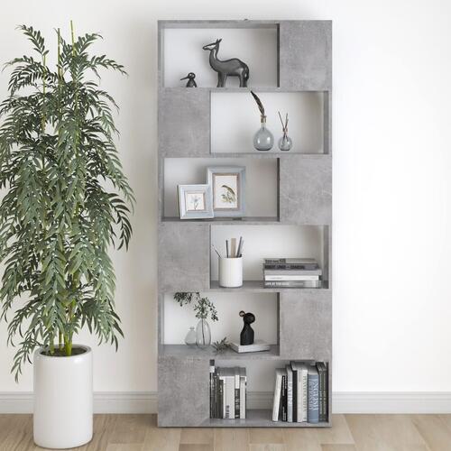 Bogreol/rumdeler 80x24x186 cm spånplade betongrå