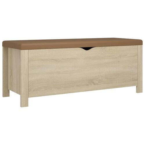 Opbevaringskasse med hynde 105x40x45 cm spånplade sonoma-eg