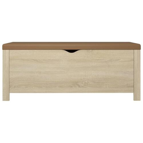 Opbevaringskasse med hynde 105x40x45 cm spånplade sonoma-eg