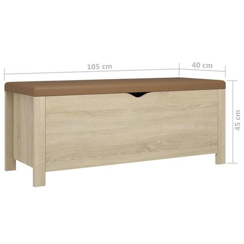 Opbevaringskasse med hynde 105x40x45 cm spånplade sonoma-eg