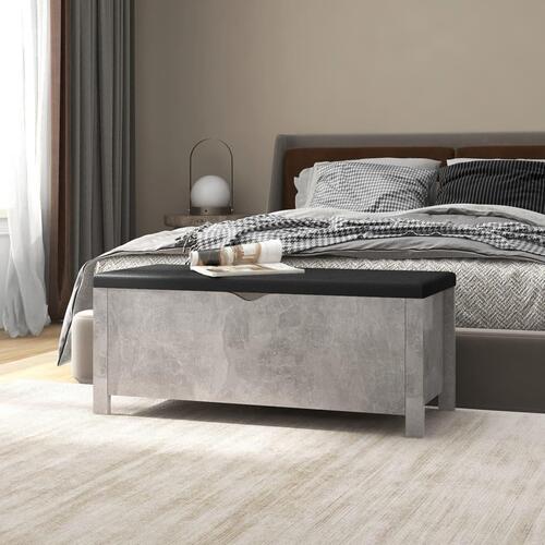 Opbevaringskasse med hynde 105x40x45 cm spånplade betongrå
