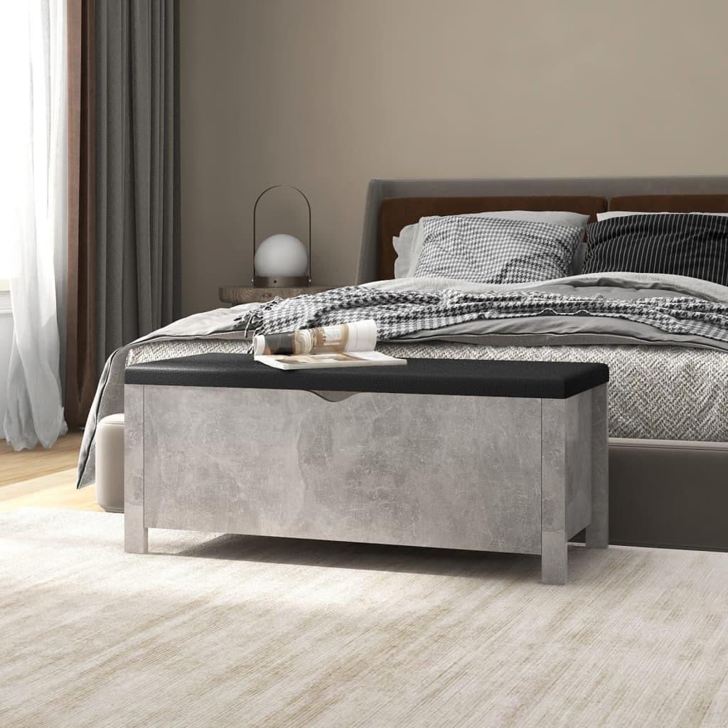 Opbevaringskasse med hynde 105x40x45 cm spånplade betongrå