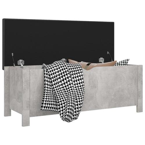Opbevaringskasse med hynde 105x40x45 cm spånplade betongrå