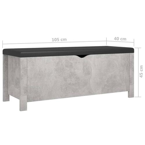 Opbevaringskasse med hynde 105x40x45 cm spånplade betongrå