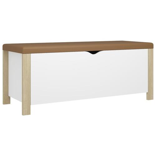 Opbevaringskasse m. hynde 105x40x45 cm spånplade hvid sonoma-eg