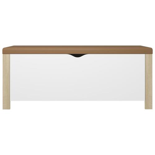 Opbevaringskasse m. hynde 105x40x45 cm spånplade hvid sonoma-eg