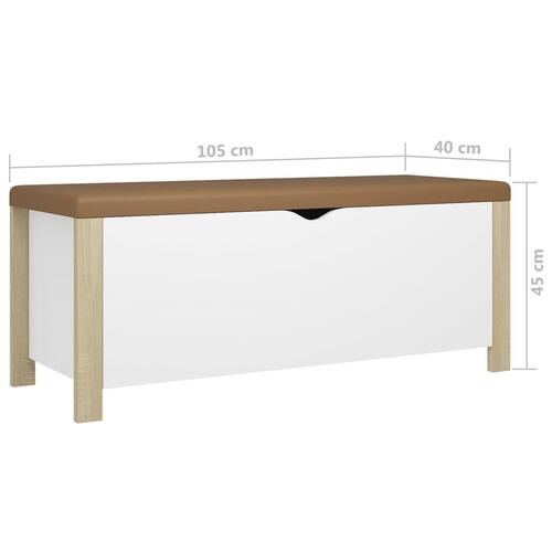 Opbevaringskasse m. hynde 105x40x45 cm spånplade hvid sonoma-eg
