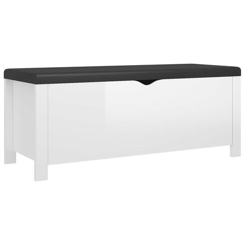 Opbevaringskasse med hynde 105x40x45 cm spånplade hvid højglans