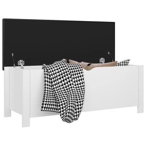 Opbevaringskasse med hynde 105x40x45 cm spånplade hvid højglans