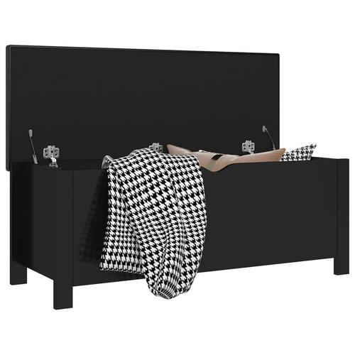 Opbevaringskasse med hynde 105x40x45 cm spånplade sort højglans