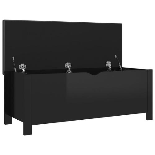 Opbevaringskasse med hynde 105x40x45 cm spånplade sort højglans
