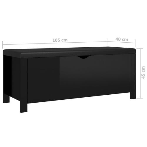 Opbevaringskasse med hynde 105x40x45 cm spånplade sort højglans