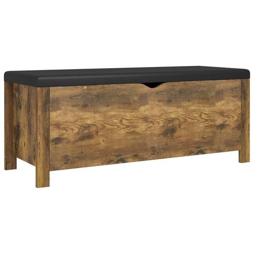 Opbevaringskasse med hynde 105x40x45 cm spånplade røget eg
