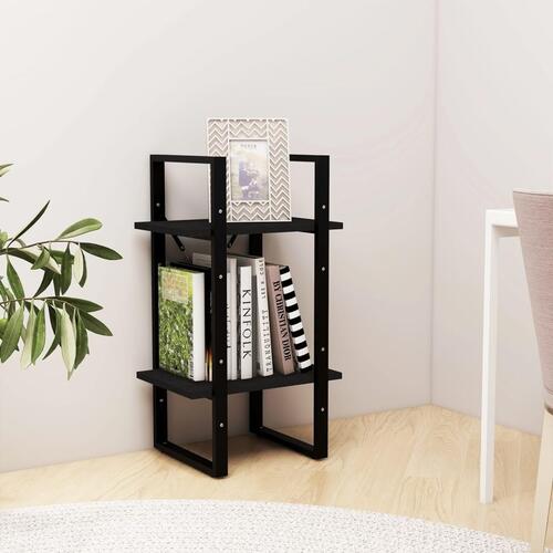 Bogreol 40x30x70 cm 2 hylder massivt fyrretræ sort
