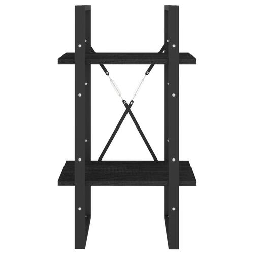 Bogreol 40x30x70 cm 2 hylder massivt fyrretræ sort