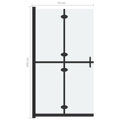 Foldbar brusevæg 70x190 cm matteret sikkerhedsglas