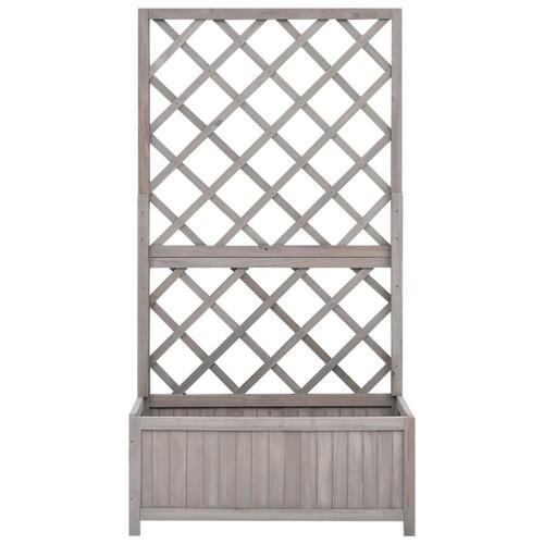 Plantekasse med espalier 70x30x135 cm massivt fyrretræ grå