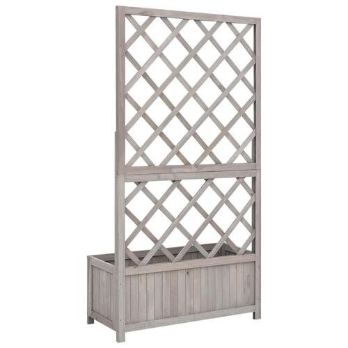 Plantekasse med espalier 70x30x135 cm massivt fyrretræ grå