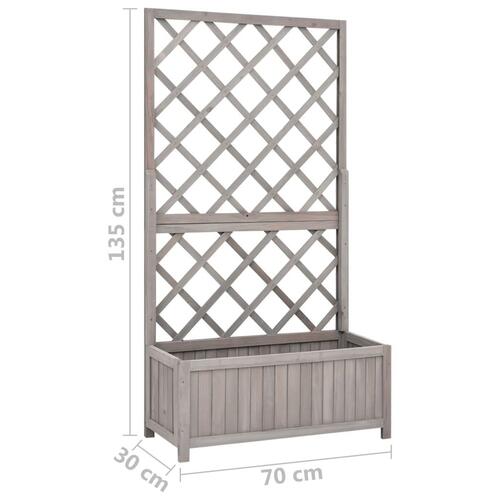 Plantekasse med espalier 70x30x135 cm massivt fyrretræ grå