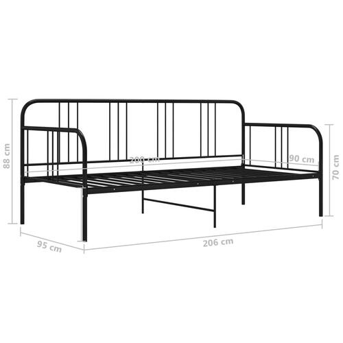 Sengestel til udtræksseng 90x200 cm metal sort