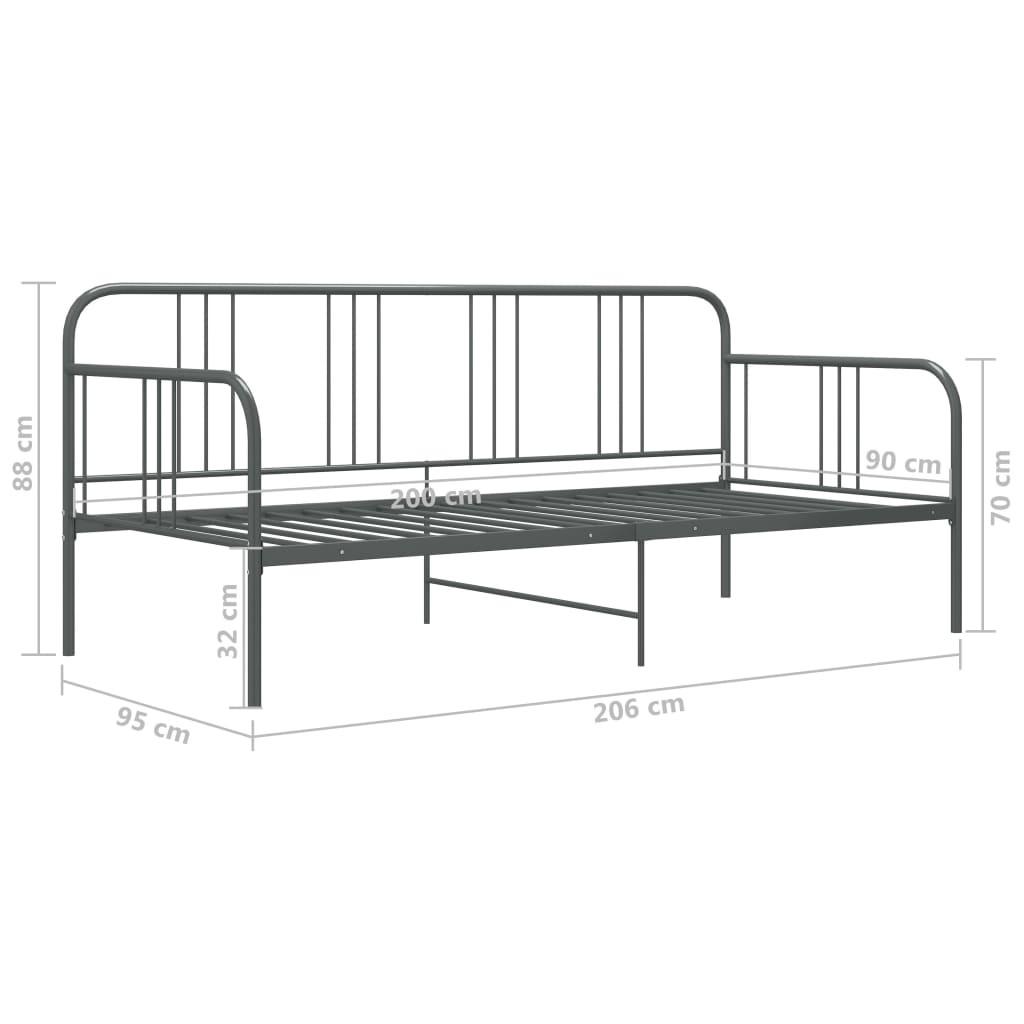 Sengestel til udtræksseng 90x200 cm metal grå