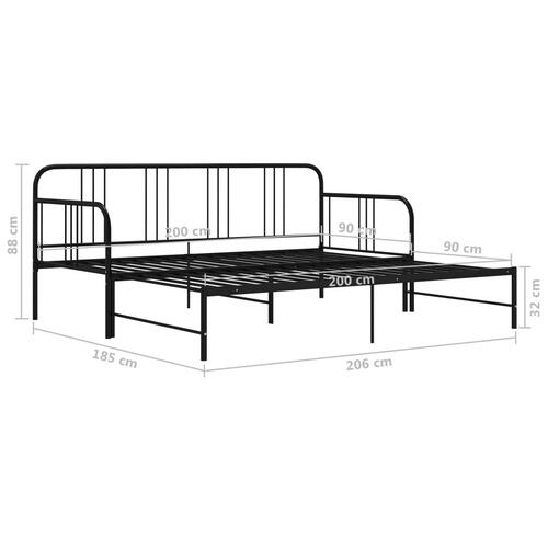 Sengestel til udtrækssofa 90x200 cm metal sort