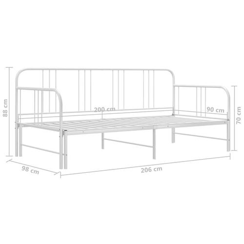 Sengestel til udtræksseng 90x200 cm metal hvid
